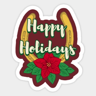 Happy Holidays - Christmas Poinsettia Horseshoe Sticker